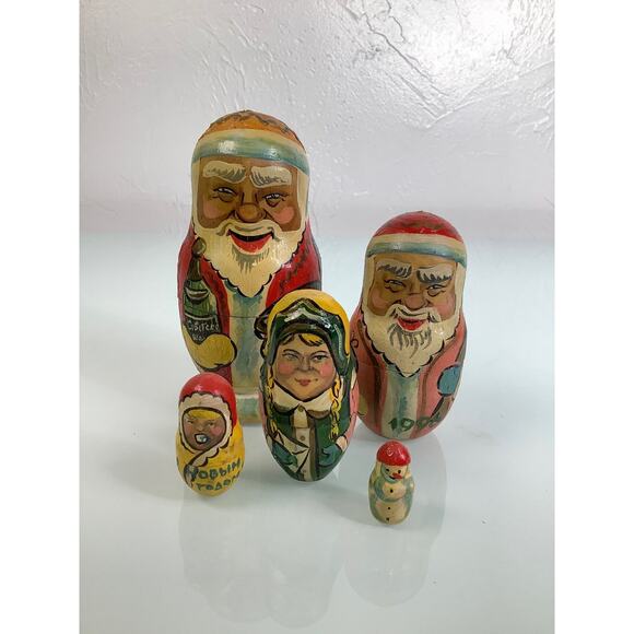 VGT Santa Claus Soviet Union Russia Matryoshka 1996 Nesting Dolls 5 complete - Picture 2 of 12